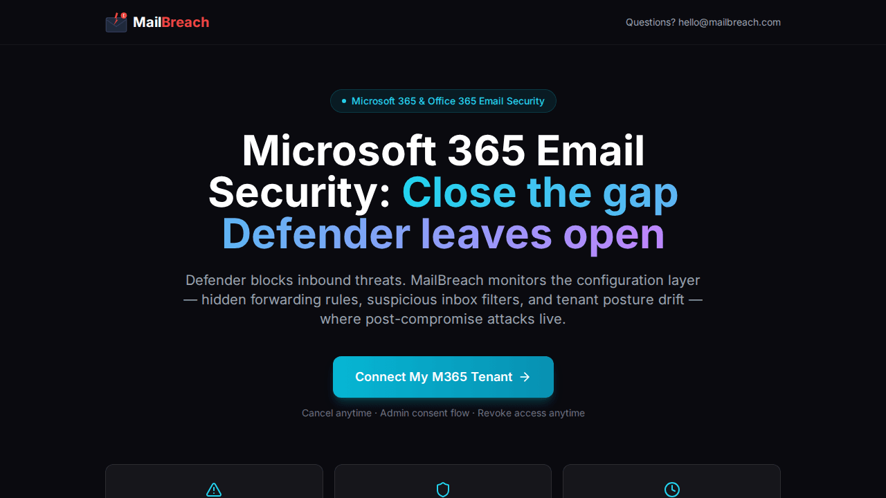 Microsoft 365 Security Landing Page — Close the gap Defender leaves open